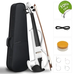 4/4 Bunnel Edge Electric Silent Violin with Case White