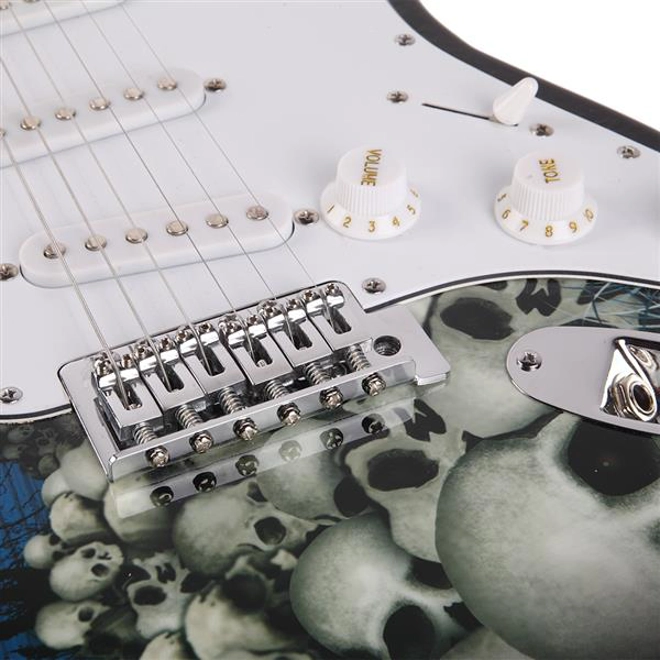 Additional Image for GST-E Electric Guitar Skulls Blue