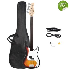 Glarry Fretless Electric Bass Guitar Full Size 4 String