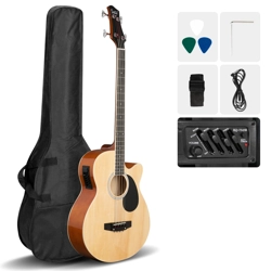 Glarry GMB101 4 string Electric Acoustic Bass Guitar Natural