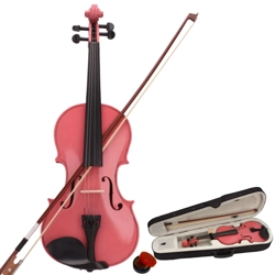 3/4 Acoustic Violin Case Bow Rosin Pink
