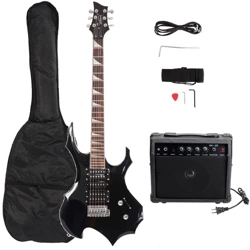 Glarry Flame Shaped Electric Guitar with 20W Amp Black