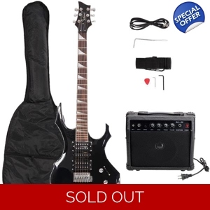 Glarry Flame Shaped Electric Guitar with 20W Amp Black