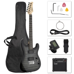 Glarry GST Stylish H-H Pickup Tiger Stripe Electric Guitar Kit with 20W AMP