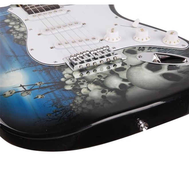 Additional Image for GST-E Electric Guitar Skulls Blue