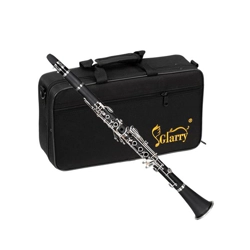 Glarry 17 Keys Flat B Black Clarinet with Two Mouthpieces Connector for Beginn..