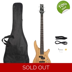 Glarry GIB Electric Bass Guitar Full Size 4 String Natural