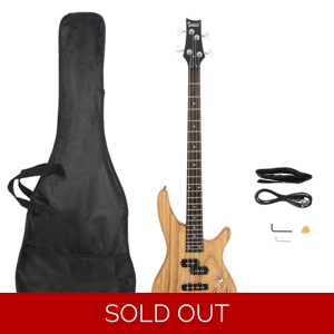 Glarry GIB Electric Bass Guitar Full Size 4 String Natural