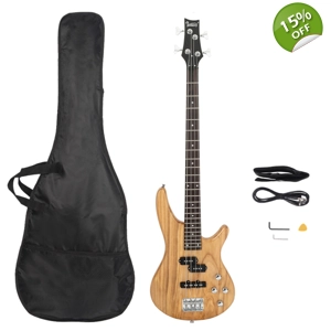 Glarry GIB Electric Bass Guitar Full Size 4 String Natural