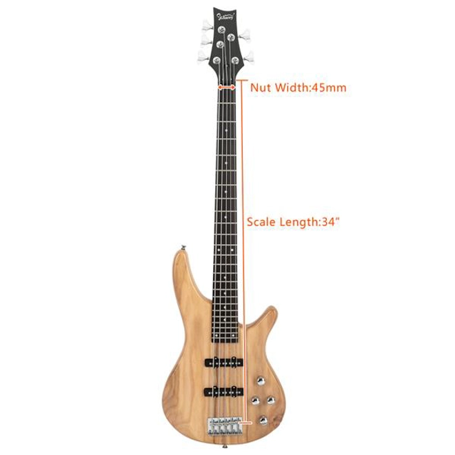 Additional Image for Glarry GIB Electric 5 String Bass Guitar Natural