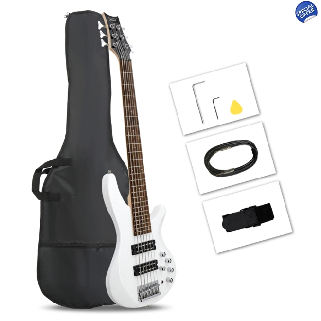 product Image for 44 Inch GIB 6 String H-H Pickup Laurel Wood Fingerboard Electric Bass Guitar