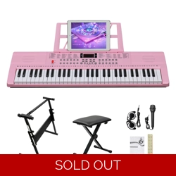 GEP-110 61 Key Lighting Keyboard with Piano Stand, Piano Bench, Built In Speak..
