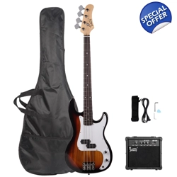 Glarry GP Electric Bass Guitar Package Sunset Color