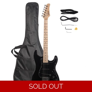 Glarry GST Stylish Electric Guitar Kit with Black Pickguard Black