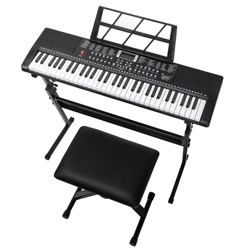GEP-110 61 Key Keyboard with Piano Stand, Piano Bench, Built In Speakers, Acce..