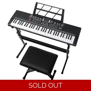 GEP-110 61 Key Keyboard with Piano Stand, Piano Bench, Built In Speakers, Accessories