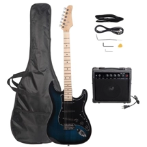 ST Style Electric Guitar With 20 Watt Amp Black Pickguard Dark Blue