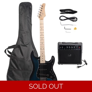 ST Style Electric Guitar With 20 Watt Amp Black Pickguard Dark Blue
