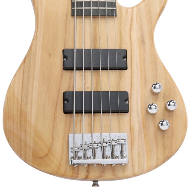 Additional Image for Glarry Full Size GIB 6 String H-H Pickup Electric Bass Guitar