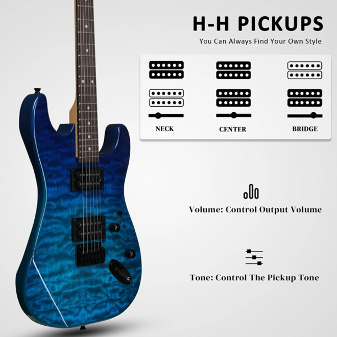 Additional Image for 39in Beginner Electric Guitar H-H Pickups Blue