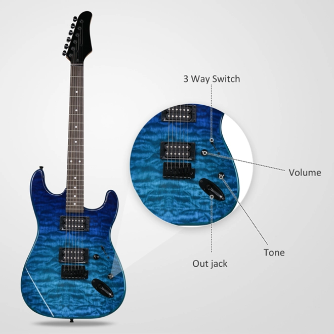Additional Image for 39in Beginner Electric Guitar H-H Pickups Blue