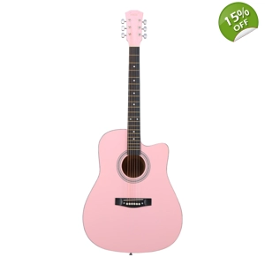41-inch Dreadnought Cutaway Acoustic Guitar Set Pink