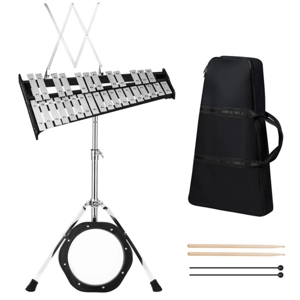 30 Note Percussion Glockenspiel with Mallets Sticks Stand