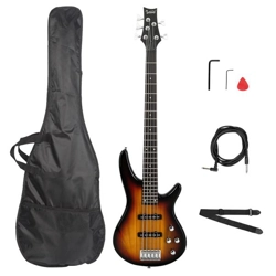 GIB Electric 5 String Bass Guitar Full Size Sunset