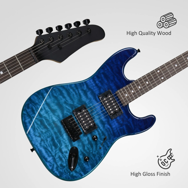 Additional Image for 39in Beginner Electric Guitar H-H Pickups Blue