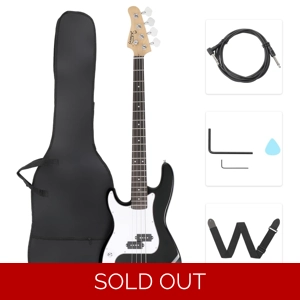 Glarry GP Left Handed Electric Bass Guitar Black