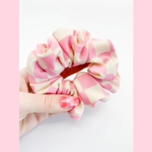 Pink Checkerboard Scrunchie