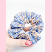 Blue Checker Scrunchie