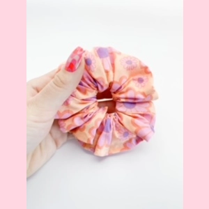 Peach Floral Scrunchie