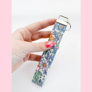 Blue Floral Wristlet