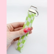 Green Checker Wristlet