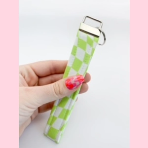 Green Checker Wristlet