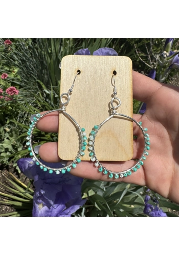 Blue & white bead hoops