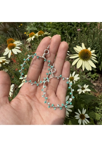 Blue & white bead hoops