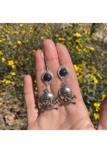 Skull Lava Stone Earrings