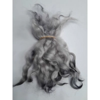 Wavy mini wool locks, hand dyed in dark silver & charcoal, 6 approx length