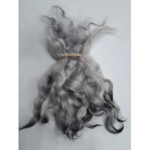 Wavy mini wool locks, hand dyed in dark silver & charcoal, 6 approx length