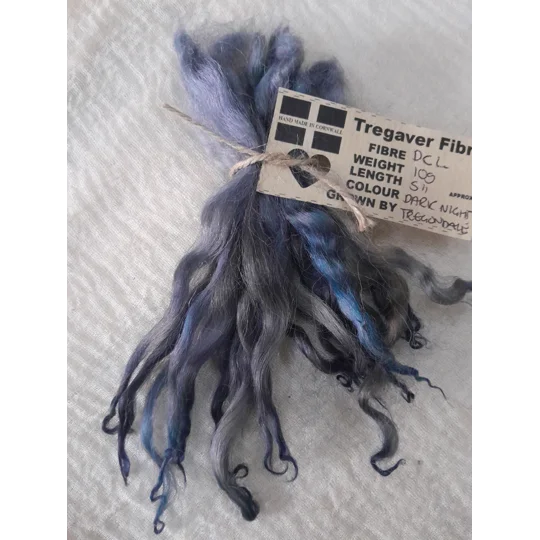 Dark night (Blue, silver, brown) wavy wool locks, Devon and Cornwall Longwool 10g