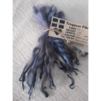 Dark night (Blue, silver, brown) wavy wool locks, Devon and Cornwall Longwool 10g