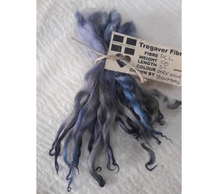 Dark night (Blue, silver, brown) wavy wool locks, Devon and Cornwall Longwool 10g