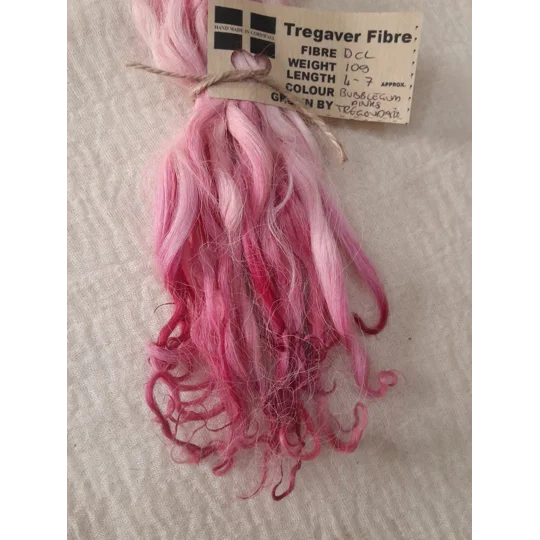 Bubble gum Pinks wavy wool locks, Devon and Cornwall Longwool
