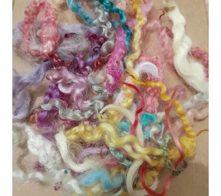 Rainbow mix bumper 50g of locks and curls from mixed breeds of sheep