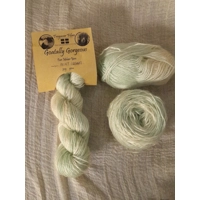 Goatally Gorgeous Pure Mohair Yarn,  Hand Dyed in mint cream tones (v)