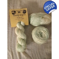 Goatally Gorgeous Pure Mohair Yarn,  Hand Dyed in mint cream tones (v)