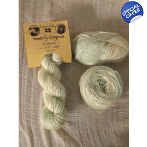 Goatally Gorgeous Pure Mohair Yarn,  Hand Dyed in mint cream tones (v)