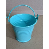 Miniature teal metal bucket